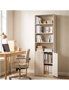 HOMCOM Bookcase Adjustable Shelf Bookshelf Anti-Tip Hardware 6-Tier, Oak Wood Effect 2