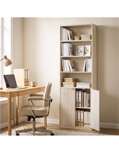HOMCOM Bookcase Adjustable Shelf Bookshelf Anti-Tip Hardware 6-Tier, Oak Wood Effect