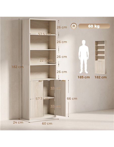 HOMCOM Bookcase Adjustable Shelf Bookshelf Anti-Tip Hardware 6-Tier, Oak Wood Effect - pic 206300 | FastDaddyshop