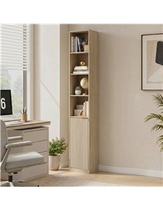 HOMCOM Bookcase Adjustable Shelf Bookshelf Anti-Tip Hardware 6-Tier Storage Cabinet Oak Wood Effect 2
