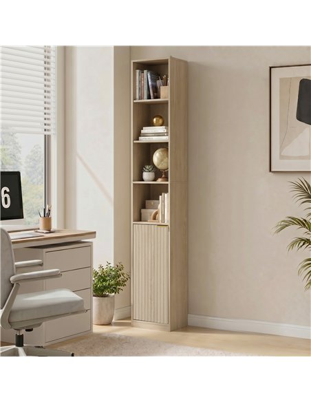 HOMCOM Bookcase Adjustable Shelf Bookshelf Anti-Tip Hardware 6-Tier Storage Cabinet Oak Wood Effect - pic 206308 | FastDaddyshop