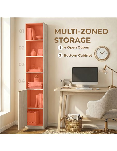 HOMCOM Bookcase Adjustable Shelf Bookshelf Anti-Tip Hardware 6-Tier Storage Cabinet Oak Wood Effect - pic 206310 | FastDaddyshop