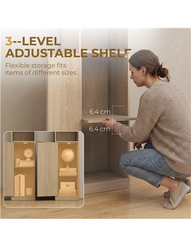 HOMCOM Bookcase Adjustable Shelf Bookshelf Anti-Tip Hardware 6-Tier Storage Cabinet Oak Wood Effect
