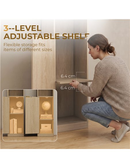 HOMCOM Bookcase Adjustable Shelf Bookshelf Anti-Tip Hardware 6-Tier Storage Cabinet Oak Wood Effect - pic 206312 | FastDaddyshop