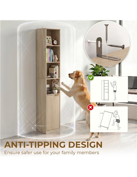 HOMCOM Bookcase Adjustable Shelf Bookshelf Anti-Tip Hardware 6-Tier Storage Cabinet Oak Wood Effect - pic 206313 | FastDaddyshop