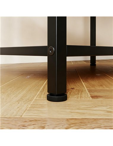 HOMCOM Freestanding Shelving Unit, Industrial Storage Shelf with 6 Hooks and Wine Rack for Living Room, Home Office, Black