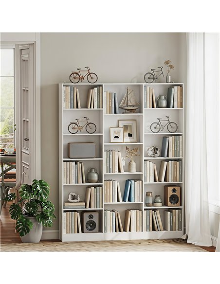 HOMCOM Bookcase with Open Storage, 6-Tier Bookshelf with Anti-Tipping Hardware, White - pic 206335 | FastDaddyshop