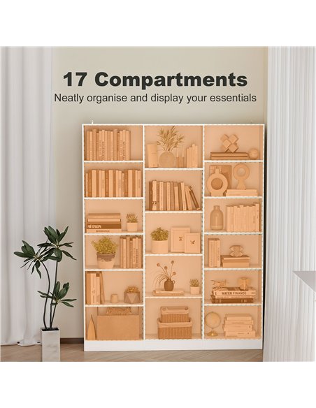 HOMCOM Bookcase with Open Storage, 6-Tier Bookshelf with Anti-Tipping Hardware, White - pic 206337 | FastDaddyshop