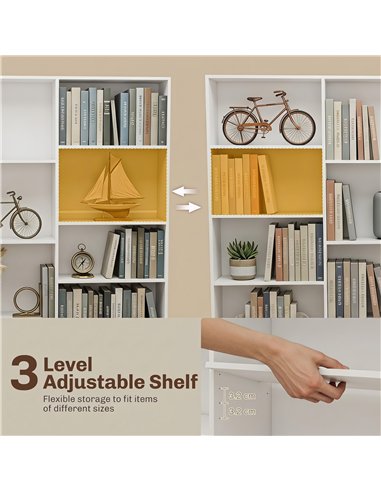 HOMCOM Bookcase with Open Storage, 6-Tier Bookshelf with Anti-Tipping Hardware, White
