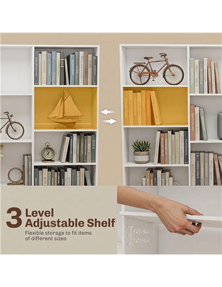 HOMCOM Bookcase with Open Storage, 6-Tier Bookshelf with Anti-Tipping Hardware, White - pic 206338 | FastDaddyshop