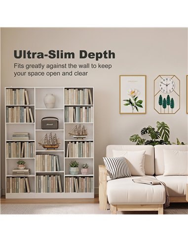 HOMCOM Bookcase with Open Storage, 6-Tier Bookshelf with Anti-Tipping Hardware, White