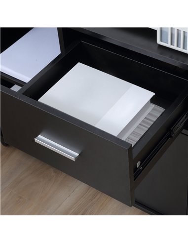 Vinsetto Filing Cabinet with Wheels, Mobile Printer Stand with Open Shelves and Drawers for A4 Size Documents, Black