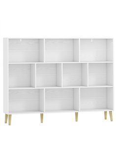 HOMCOM 10-Cube Bookcase, 3-Tier Book Shelf with Solid Wood Legs, 140 cm Modern Bookshelf with Anti-Tip Kit for Bedroom, White