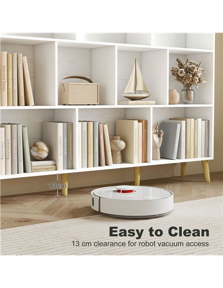 HOMCOM 10-Cube Bookcase, 3-Tier Book Shelf with Solid Wood Legs, 140 cm Modern Bookshelf with Anti-Tip Kit for Bedroom, White - pic 206348 | FastDaddyshop