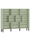 HOMCOM 10-Cube Bookcase, 3-Tier Book Shelf with Solid Wood Legs, 140 cm Modern Bookshelf with Anti-Tip Kit, Light Green