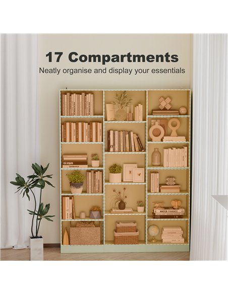 HOMCOM Bookcase with Open Storage, 6-Tier Bookshelf with Anti-Tipping Hardware, Light Green - pic 206373 | FastDaddyshop