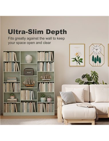 HOMCOM Bookcase with Open Storage, 6-Tier Bookshelf with Anti-Tipping Hardware, Light Green