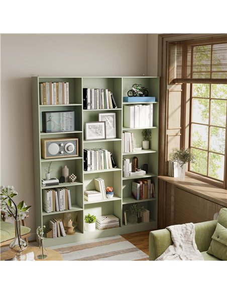 HOMCOM Bookcase with Open Storage, 6-Tier Bookshelf with Anti-Tipping Hardware, Light Green - pic 206377 | FastDaddyshop