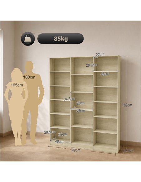 HOMCOM Bookcase with Open Storage, 6-Tier Bookshelf with Anti-Tipping Hardware, Oak - pic 206381 | FastDaddyshop