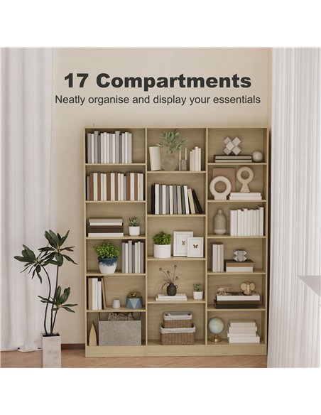 HOMCOM Bookcase with Open Storage, 6-Tier Bookshelf with Anti-Tipping Hardware, Oak - pic 206382 | FastDaddyshop