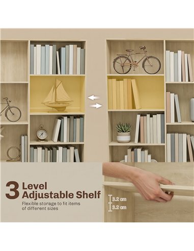 HOMCOM Bookcase with Open Storage, 6-Tier Bookshelf with Anti-Tipping Hardware, Oak