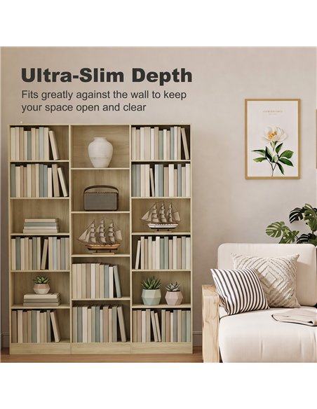 HOMCOM Bookcase with Open Storage, 6-Tier Bookshelf with Anti-Tipping Hardware, Oak - pic 206384 | FastDaddyshop