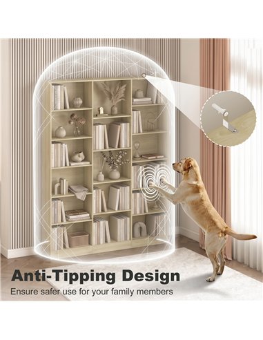 HOMCOM Bookcase with Open Storage, 6-Tier Bookshelf with Anti-Tipping Hardware, Oak
