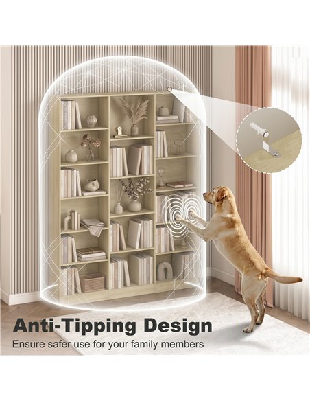 HOMCOM Bookcase with Open Storage, 6-Tier Bookshelf with Anti-Tipping Hardware, Oak - pic 206385 | FastDaddyshop