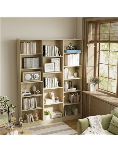 HOMCOM Bookcase with Open Storage, 6-Tier Bookshelf with Anti-Tipping Hardware, Oak