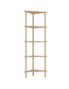 HOMCOM Bamboo Storage Shelf, 5-tier Corner Shelf, Freestanding Shelving Unit for Living Room, Home Office, Natural Wood Finish