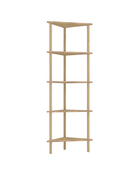 HOMCOM Bamboo Storage Shelf, 5-tier Corner Shelf, Freestanding Shelving Unit for Living Room, Home Office, Natural Wood Finish - pic 206406 | FastDaddyshop