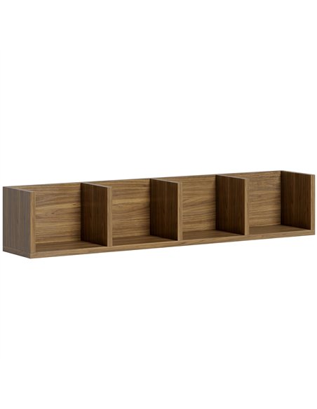 HOMCOM Wall Mount 84 CD / 56 DVD/Blu-ray/ Media Storage Rack 4 Cubes Wooden Shelf Organizer Unit Bookcase Display, Walnut - pic 206415 | FastDaddyshop