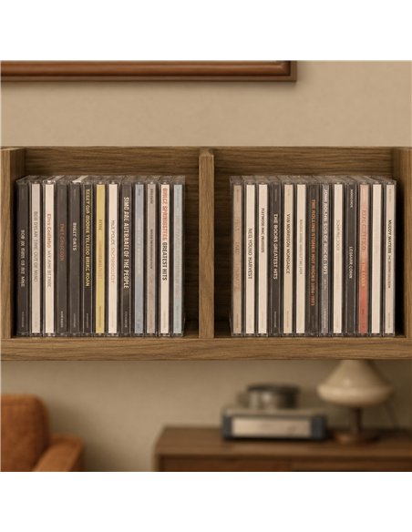 HOMCOM Wall Mount 84 CD / 56 DVD/Blu-ray/ Media Storage Rack 4 Cubes Wooden Shelf Organizer Unit Bookcase Display, Walnut - pic 206423 | FastDaddyshop