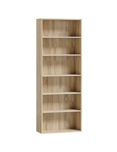 HOMCOM Six Shelf Bookcase - Oak
