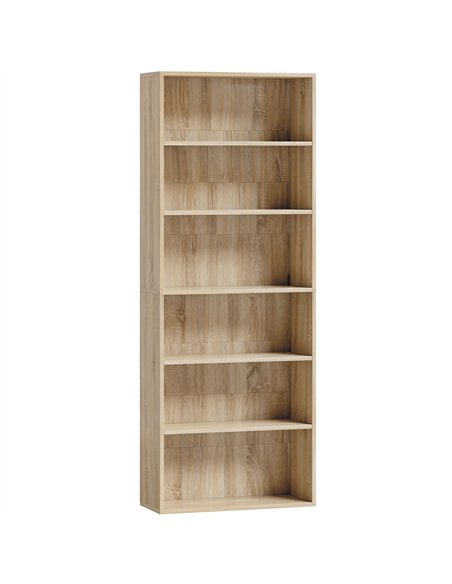HOMCOM Six Shelf Bookcase - Oak - pic 206424 | FastDaddyshop