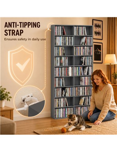 HOMCOM 640 CD Storage Tower - Grey