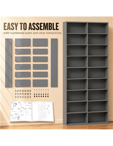 HOMCOM 640 CD Storage Tower - Grey