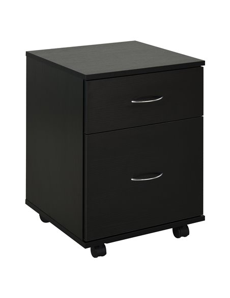 HOMCOM Mobile Wooden 2 Drawers Cabinet, Bedside Table Storage Box with Wheels, Oak - pic 20645 | FastDaddyshop