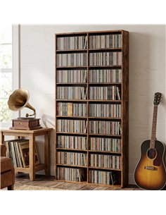 HOMCOM 640 CD Storage Tower - Rustic Brown 2