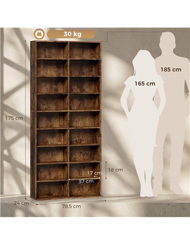 HOMCOM 640 CD Storage Tower - Rustic Brown