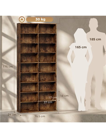 HOMCOM 640 CD Storage Tower - Rustic Brown - pic 206453 | FastDaddyshop