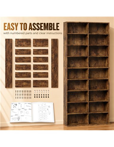 HOMCOM 640 CD Storage Tower - Rustic Brown