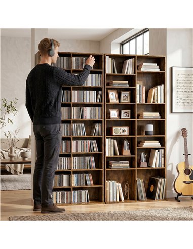 HOMCOM 640 CD Storage Tower - Rustic Brown