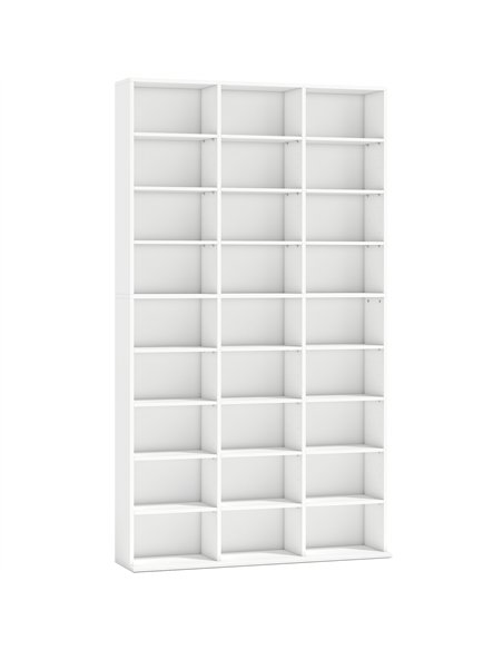 HOMCOM 835 CD/500 DVD Storage Unit, Blu-ray Media Storage Shelf with 27 Compartments and 21 Adjustable Shelves, White - pic 206460 | FastDaddyshop