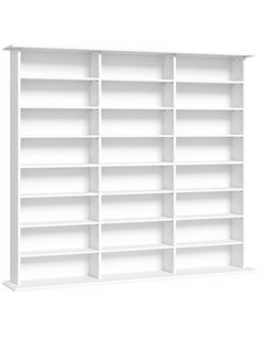 HOMCOM 1032 CD/594 DVD Storage Unit, Blu-ray Media Storage Shelf with 24 Compartments and 18 Adjustable Shelves, White