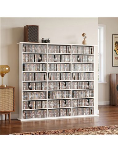 HOMCOM 1032 CD/594 DVD Storage Unit, Blu-ray Media Storage Shelf with 24 Compartments and 18 Adjustable Shelves, White