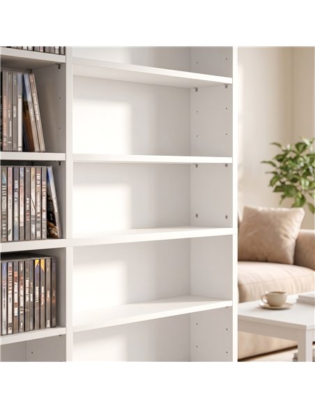 HOMCOM 1032 CD/594 DVD Storage Unit, Blu-ray Media Storage Shelf with 24 Compartments and 18 Adjustable Shelves, White - pic 206477 | FastDaddyshop