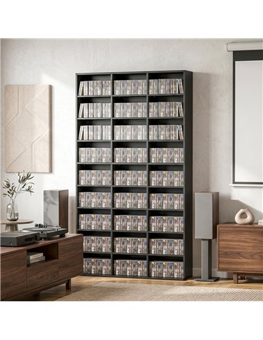 HOMCOM 835 CD/500 DVD Storage Unit, Blu-ray Media Storage Shelf with 27 Compartments and 21 Adjustable Shelves, Black