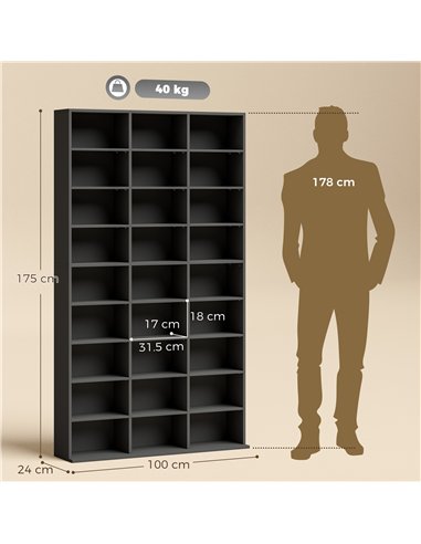 HOMCOM 835 CD/500 DVD Storage Unit, Blu-ray Media Storage Shelf with 27 Compartments and 21 Adjustable Shelves, Black