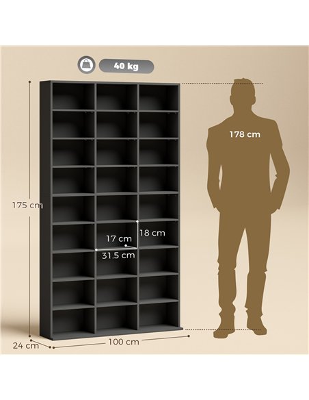 HOMCOM 835 CD/500 DVD Storage Unit, Blu-ray Media Storage Shelf with 27 Compartments and 21 Adjustable Shelves, Black - pic 206480 | FastDaddyshop
